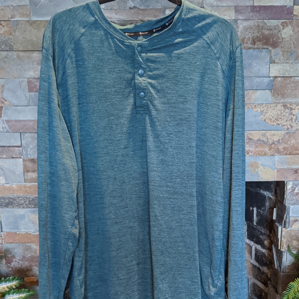 GAIAM Men's Teal Long Sleeve Henley Shirt